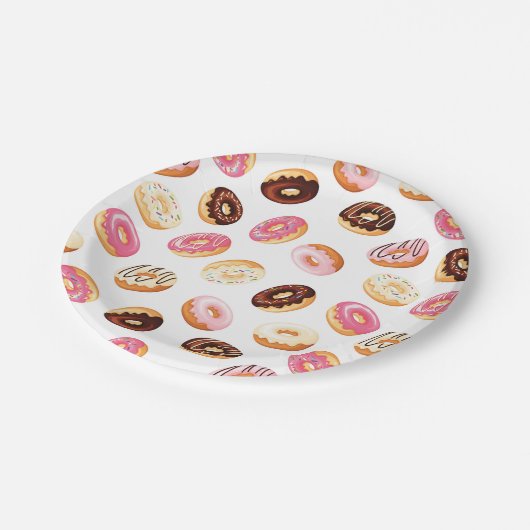 Sweet Donut Pattern Pappteller (Schrägansicht)