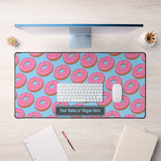 Sweet Donut Rings - Rosa / Blau - Funny Text hinzu Schreibtischunterlage (Büro 1)