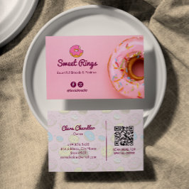 Sweet Donuts Business | Niedlicher rosa Strichcode Visitenkarte