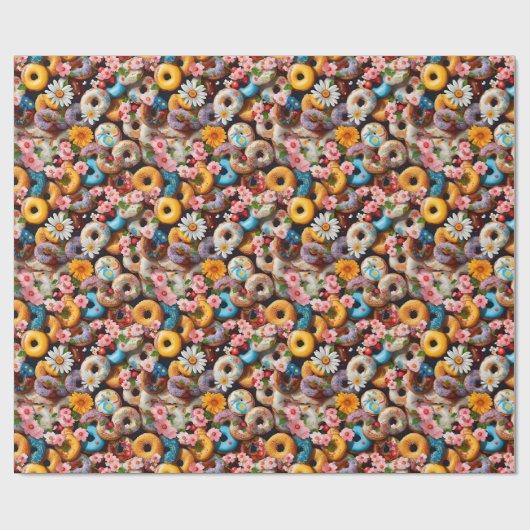 Sweet Donuts Seamless Pattern Design Geschenkpapier (Flach)