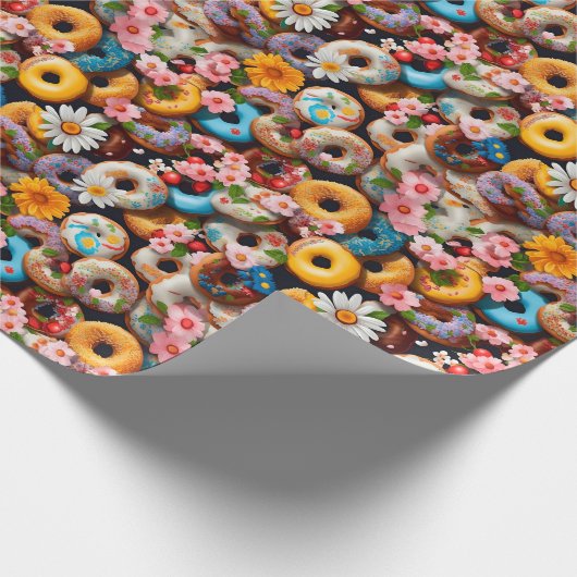 Sweet Donuts Seamless Pattern Design Geschenkpapier (Ecke)