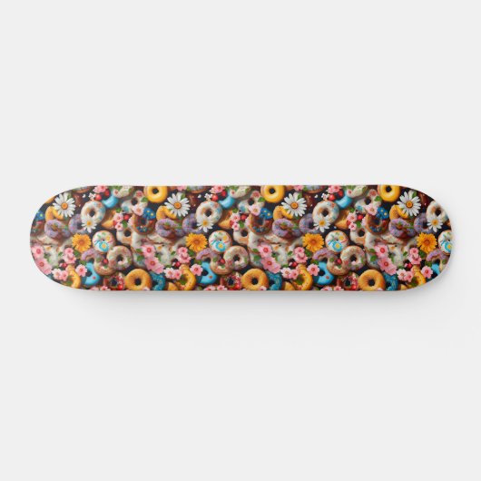 Sweet Donuts Seamless Pattern Design Skateboard (Horizontal)