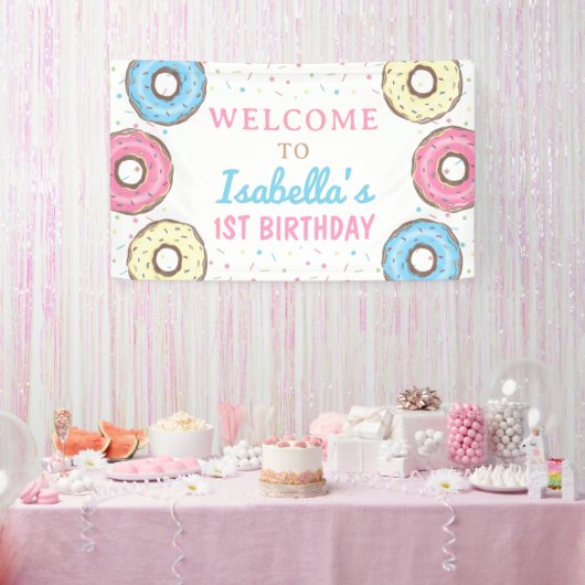 Sweet Donuts Sprinkles Geburtstag BegrüßungsHinter Banner (Party)
