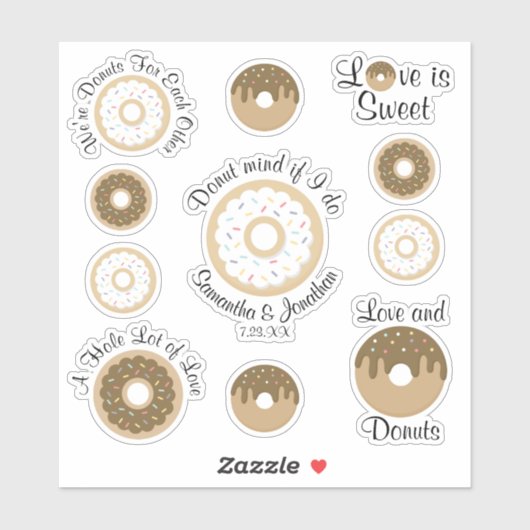 Sweet Donuts Wedding Welcome Bag Aufkleber (Blatt)