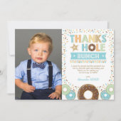 Sweet Doughnut Boy Birthday Foto Vielen Dank Einladung (Vorderseite)