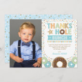Sweet Doughnut Boy Birthday Foto Vielen Dank Einladung (Vorne/Hinten)
