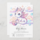 Sweet Dragon Baby Dusche Einladung (Vorne/Hinten)