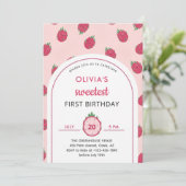 Sweet Dragon Fruit First Birthday Invitation Einladung (Stehend Vorderseite)