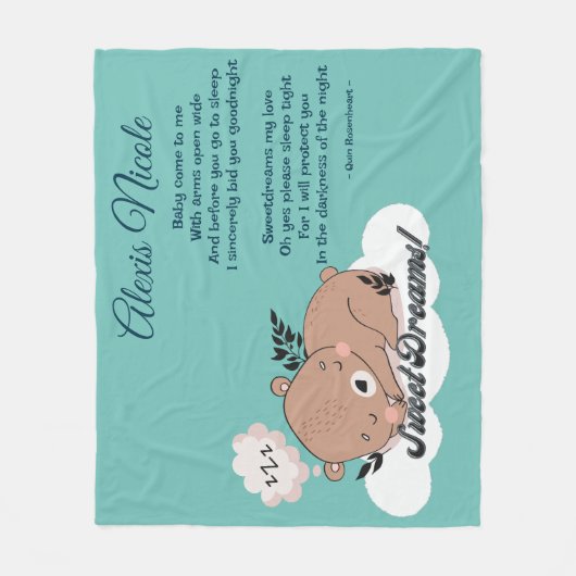 Sweet Dreams Baby Bear Fleecedecke (Vorderseite)
