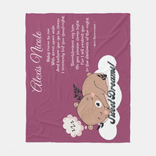 Sweet Dreams Baby Bear Fleecedecke (Vorderseite)