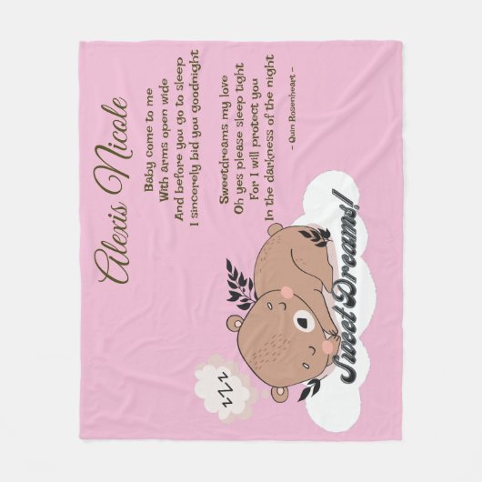 Sweet Dreams Baby Bear Fleecedecke (Vorderseite)
