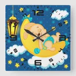 Sweet Dreams Baby Bunny Quadratische Wanduhr