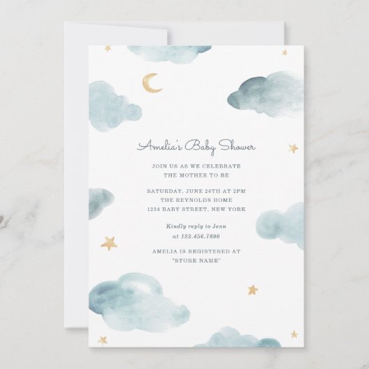 Sweet Dreams Baby Dusche einladen Einladung (Vorderseite)