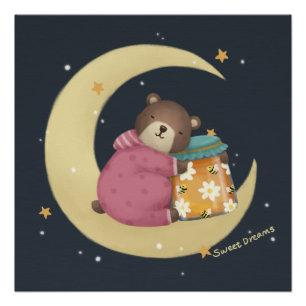 Sweet Dreams: Bären & Honey Illustration Poster