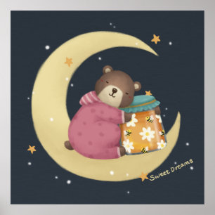 Sweet Dreams: Bären & Honey Illustration Poster