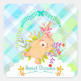 Sweet Dreams Bear Baby Quadratischer Aufkleber