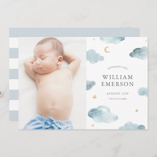 Sweet Dreams Birth Ankündigung (Vorne/Hinten)