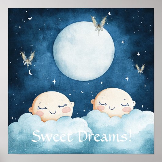 Sweet Dreams Blue Night Sky Nursery Poster (Vorne)