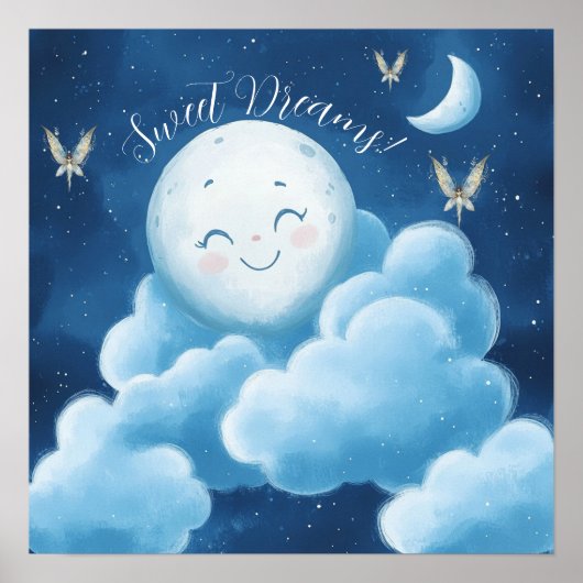 Sweet Dreams Blue Night Sky Nursery Poster (Vorne)