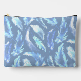 sweet dreams - blue watercolor feathers : zubehörtasche