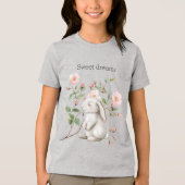 Sweet Dreams Bunny Rabbit Roses Pink Floral Tri-Blend Shirt (Vorderseite)