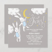 "Sweet Dreams Bunny" Twins Baby Dusche Einladung (Vorne/Hinten)