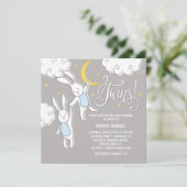 "Sweet Dreams Bunny" Twins Baby Dusche Einladung (Stehend Vorderseite)