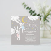 "Sweet Dreams Bunny" Twins Baby Dusche Einladung (Stehend Vorderseite)