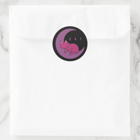 Sweet Dreams Cat on Crescent Moon Sticker (Tasche)