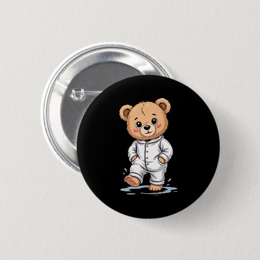 Sweet Dreams Cool Teddy Bear With Pajamas Premium  Button (Vorne & Hinten)