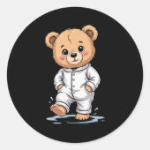 Sweet Dreams Cool Teddy Bear With Pajamas Premium  Runder Aufkleber (Vorderseite)
