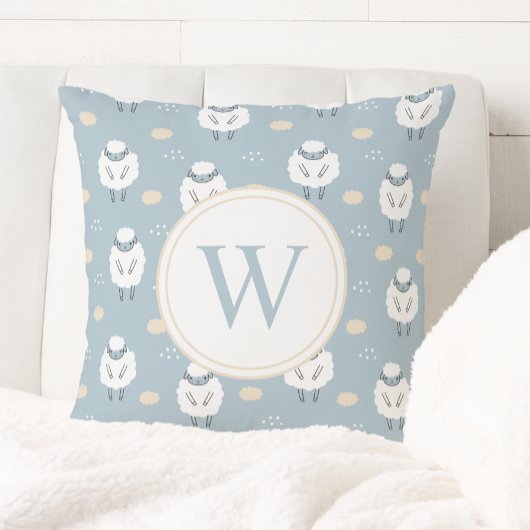 Sweet Dreams Counting Sheep Monogram Kinderzimmer Kissen