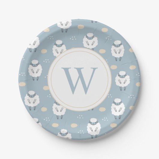Sweet Dreams Counting Sheep Monogram Pappteller (Vorderseite)