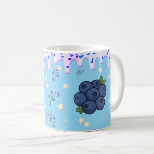 Sweet Dreams Cute Sleeping Cloud and Blueberry Mug Kaffeetasse (VorderseiteRechts)