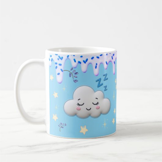 Sweet Dreams Cute Sleeping Cloud and Blueberry Mug Kaffeetasse (Links)