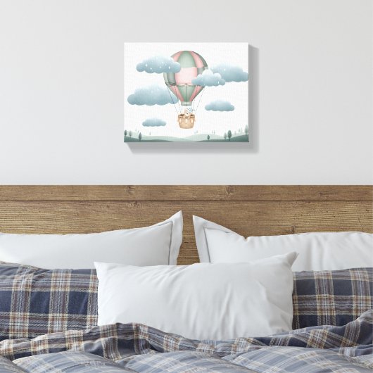 Sweet Dreams Dusty Green Bear Hot Air Balloon Art Leinwanddruck (Insitu (Schlafzimmer))