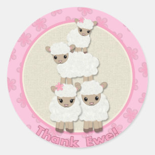 Sweet Dreams LAMB Baby Shower SDK#4 Danke, Ewe Runder Aufkleber