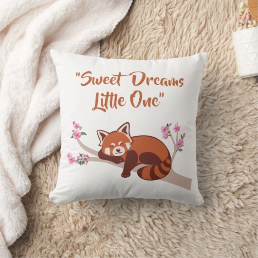 "Sweet Dreams Little One" Sleepy Red Panda White Kissen (Decke)