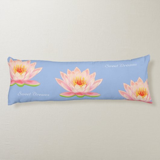 Sweet Dreams Lotus Blume auf Light Blue Seitenschläferkissen (Rückseite)