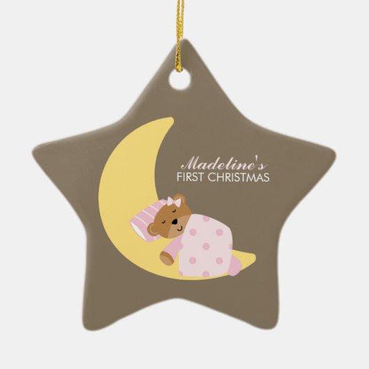 Sweet Dreams Lullaby Girl Baby's First Christmas Keramik Ornament (Vorne)