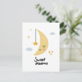 Sweet Dreams Moon & Stars Postkarte (Stehend Vorderseite)