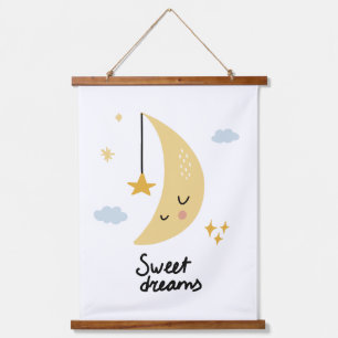 Sweet Dreams Moon & Stars Wandteppich Mit Holzrahmen