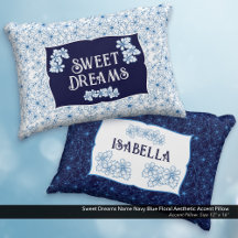 Sweet Dreams Name Navy Blue Floral Aesthetic