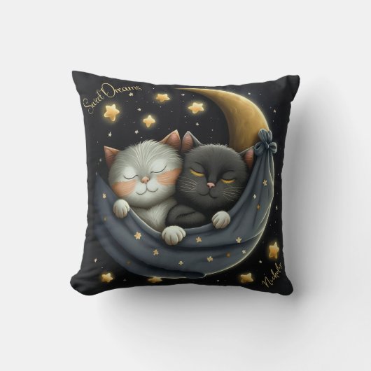 Sweet Dreams Niedlich Design Kitten Personalisiert Kissen (Vorderseite)