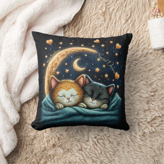 Sweet Dreams Niedlich Design Kitten Personalisiert Kissen (Decke)