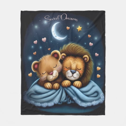 Sweet Dreams Niedlich Design Lion Fleecedecke (Vorderseite)