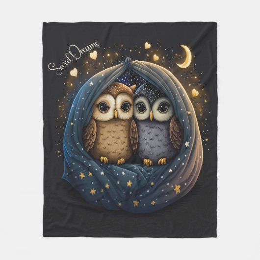 Sweet Dreams Niedlich Design Owl Fleecedecke (Vorderseite)
