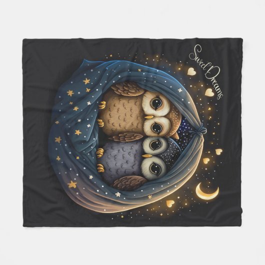 Sweet Dreams Niedlich Design Owl Fleecedecke (Vorderseite (Horizontal))