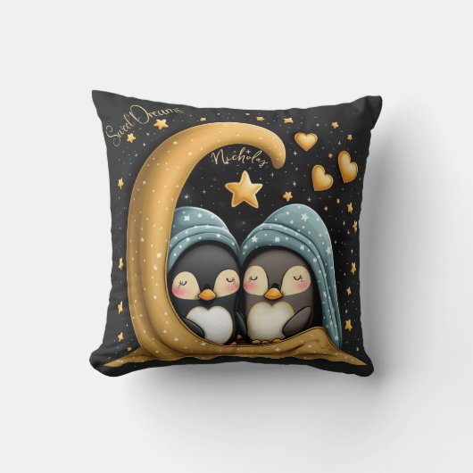 Sweet Dreams Niedlich Design Pinguin Personalisier Kissen (Vorderseite)