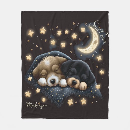 Sweet Dreams Niedlich Design Welpe Personalisiert  Fleecedecke (Vorderseite)